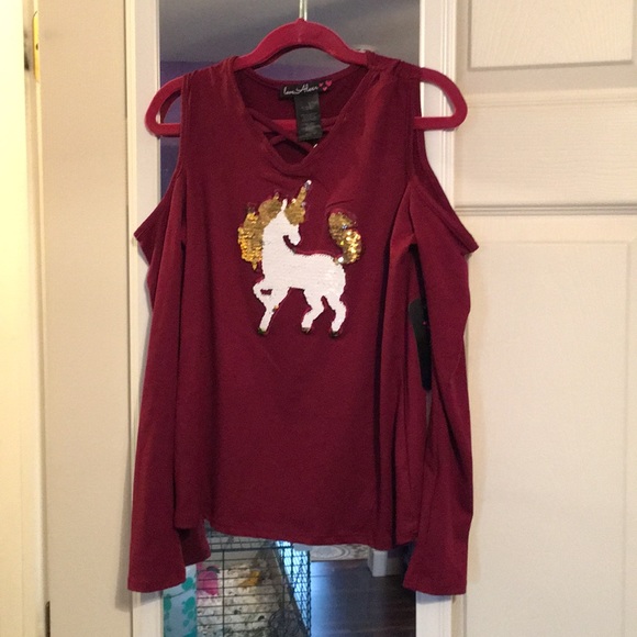 Other - New with tags unicorn blouse shirt cold shoulder